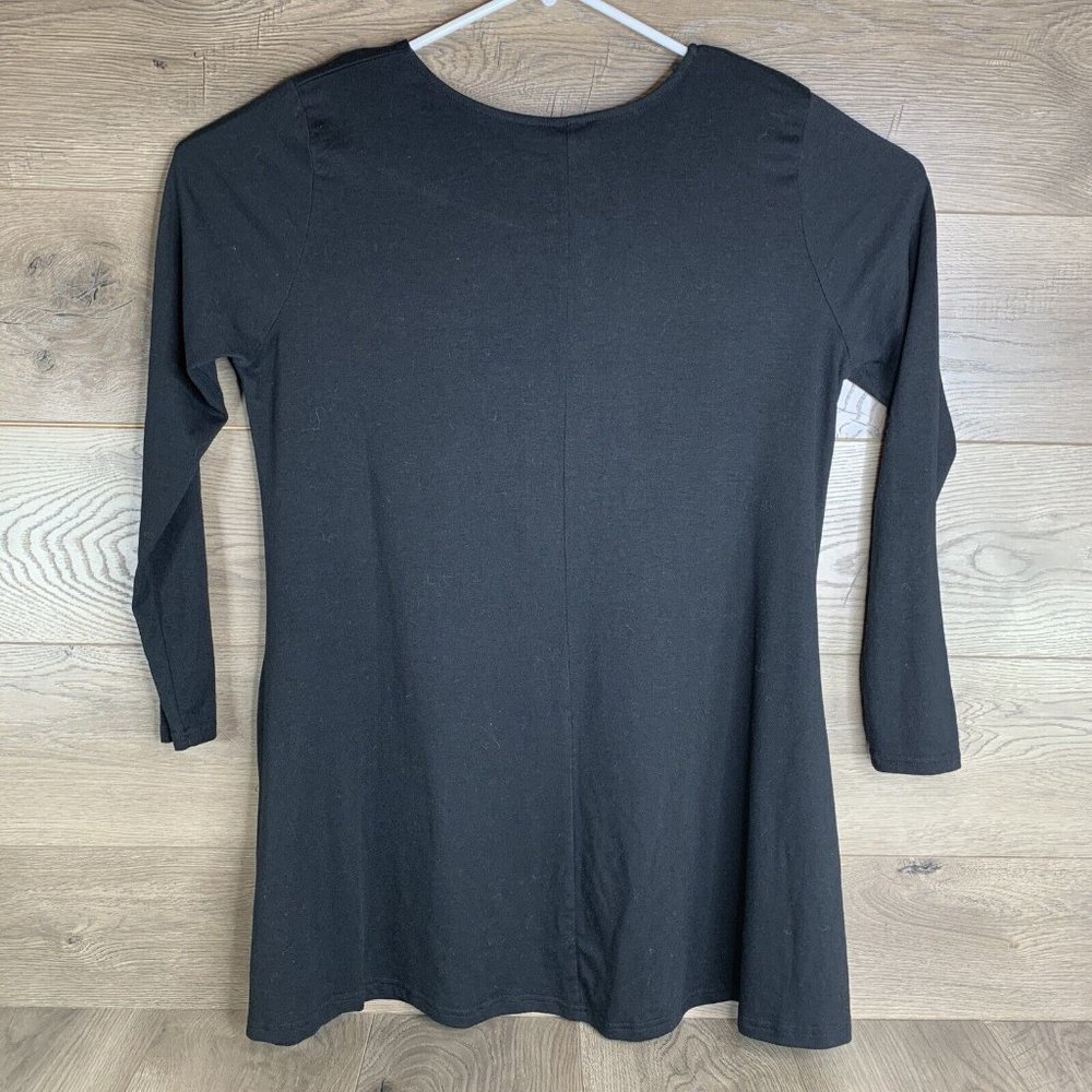 Lildy Swing Tunic Womens Size L-XL Black Solid Long Sleeve Side Seam Pockets - Picture 6 of 8